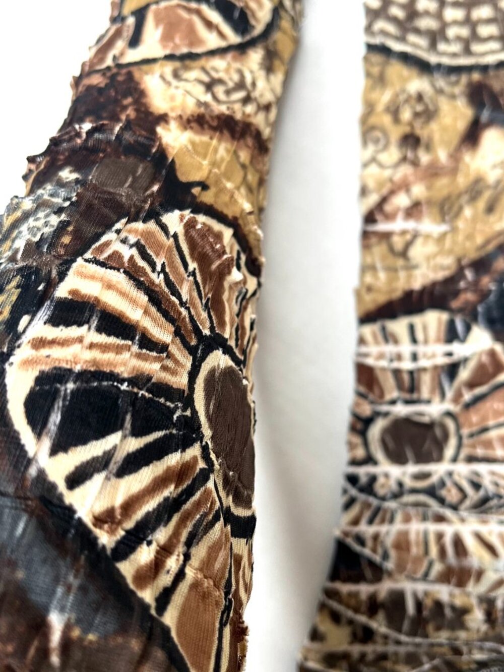 Brown Mummy Arm Warmers Womens Bandage Gloves Apocalypse Leopard Ankara Fabric - Picture 6 of 8